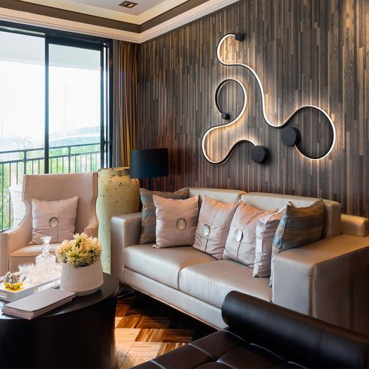 Schwarze Grafos Stahl-Wandleuchte, 94x4x28cm