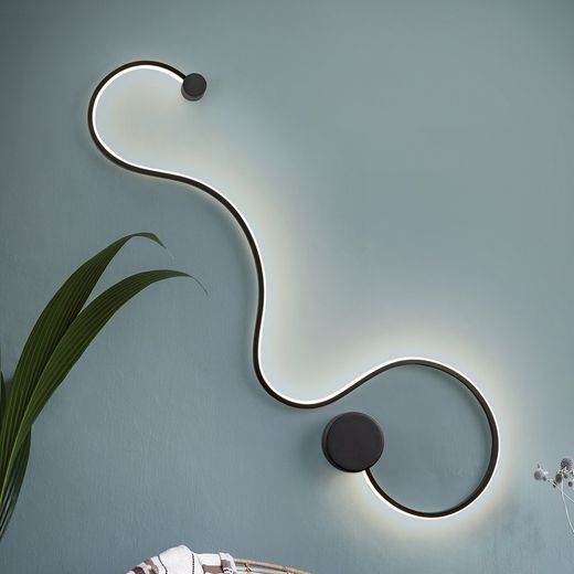 Schwarze Grafos Stahl-Wandleuchte, 94x4x28cm