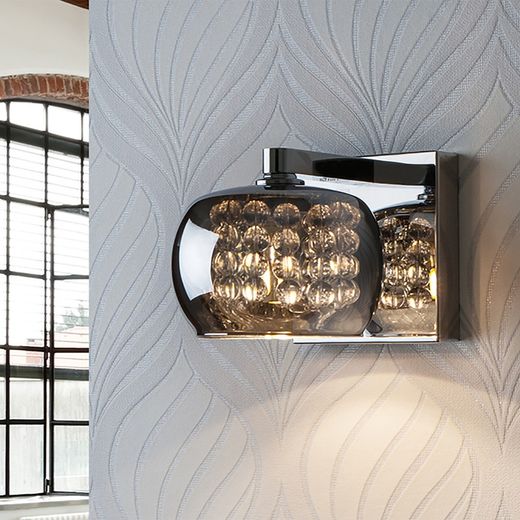 Applique murale en verre et acier Arián, 13x16x12cm