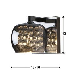 Arián Mirrored Glass and Steel Wall Lamp, 13x16x12cm