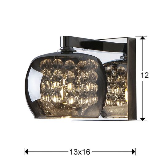 Applique murale en verre et acier Arián, 13x16x12cm