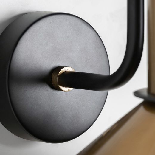 Guld/svart järnvägglampa, 30x33x33cm