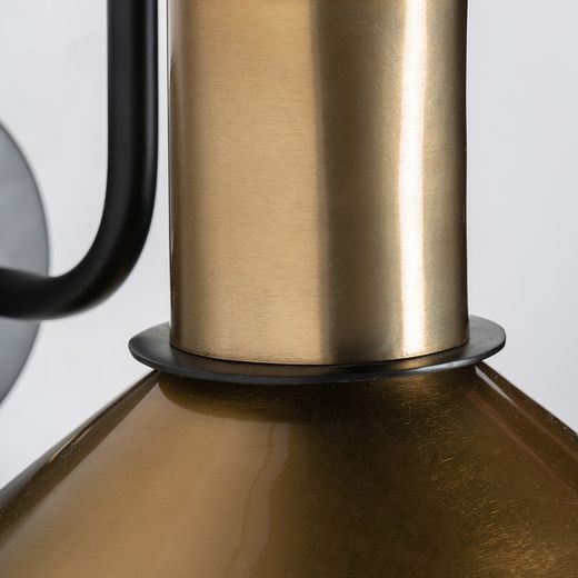 Guld/svart järnvägglampa, 30x33x33cm