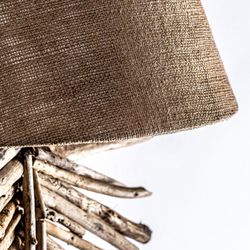 Lampada da parete in legno tropicale beige, 45x23x82cm