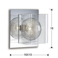 Metal and Glass Wall Lamp Eclipse, 16x15x16cm