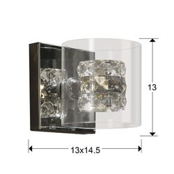 Metal and Glass Flash Wall Lamp, 13x15x13cm