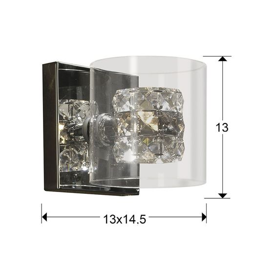 Metal and Glass Flash Wall Lamp, 13x15x13cm