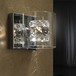 Metal and Glass Flash Wall Lamp, 13x15x13cm