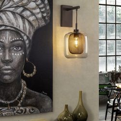 Wandleuchte aus Metall und Glas Fuchsbraun, 24x20x40cm