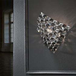 Applique murale en métal et verre satiné, 25x14x29cm