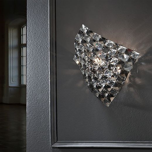 Applique murale en métal et verre satiné, 25x14x29cm