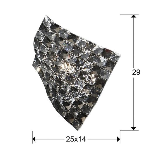 Applique murale en métal et verre satiné, 25x14x29cm