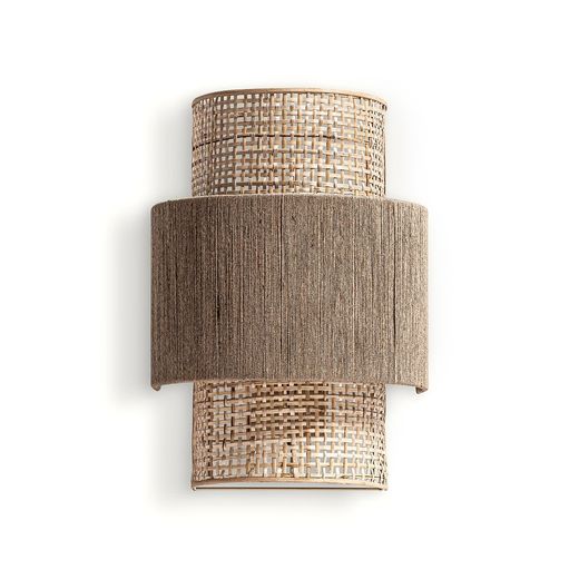 Lámpara de pared de yute y cuerda en natural, 29 x 20 x 42 cm | Kaola