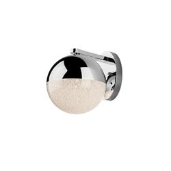 Candeeiro de parede LED prateado com esfera de metal, 12x18x17cm