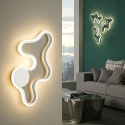 Lampada da parete/soffitto a led Marea in acciaio bianco, 47x5x27cm