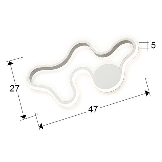 Weiße Marea Steel Led Wand-/Deckenleuchte, 47x5x27cm