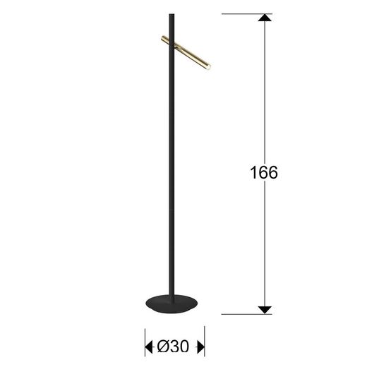 Metall Varas Gold / Schwarz 2-flammige LED-Stehlampe, 41x30x167cm