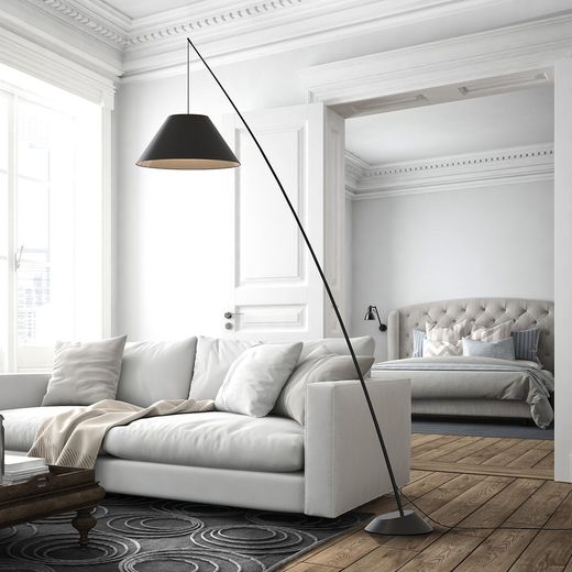 Carbon Fiber Floor Lamp and Black Junco Fabric, 160x55x235cm