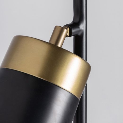 Schwarz/Goldene Stehlampe aus Eisen, 28x40x152cm