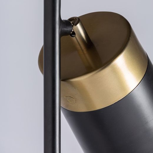 Schwarz/Goldene Stehlampe aus Eisen, 28x40x152cm