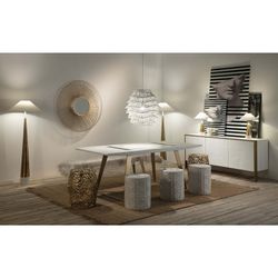 Wit/Goud Metalen Vloerlamp, Ø18x140cm