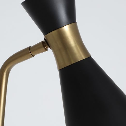 Lámpara de pie de metal en negro y bronce, 30 x 27 x 150 cm | Orbe