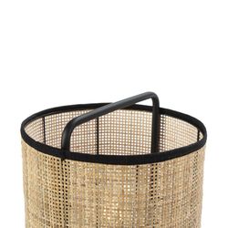 Vloerlamp van metaal en zwart/natuurlijk rotan, Ø33x134cm