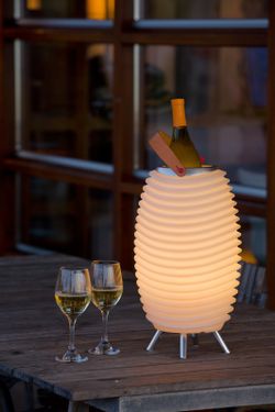 Lampadaire en polypropylène blanc avec Bluetooth, Ø31.7x56.3 cm