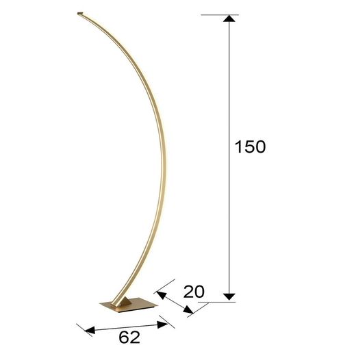 Lampadaire Arcus Or Led Métal, 20x62x150cm