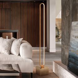 Led Metal Floor Lamp Colette Rose Gold, 18x18x147cm