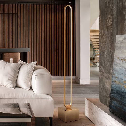 Led Metal Floor Lamp Colette Rose Gold, 18x18x147cm