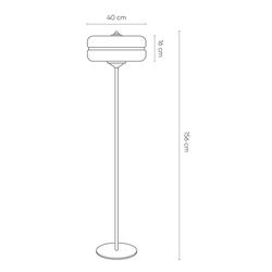 Golvlampa mod. Sarod- Vitt och guld D40 H156