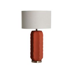 Lámpara de sobremesa de cerámica en terracota y blanco roto, 43 x 43 x 75 cm | Argila