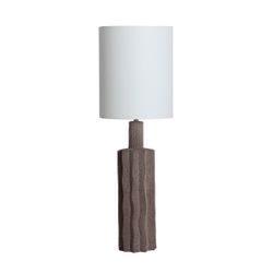 Lámpara de sobremesa de cerámica y tejido en gris y blanco, 34 x 34 x 100 cm | Orvik
