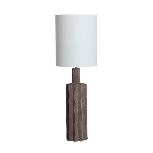 Lámpara de sobremesa de cerámica y tejido en gris y blanco, 34 x 34 x 100 cm | Orvik