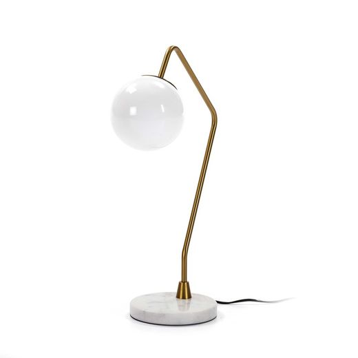 Lampe de table en verre, marbre et métal, 40x21x57 cm