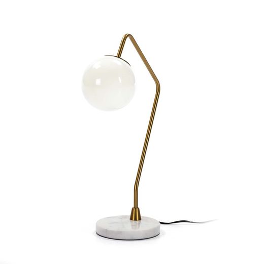 Lampe de table en verre, marbre et métal, 40x21x57 cm