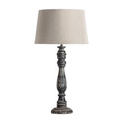 Mango wood table lamp in black, 36 x 36 x 70 cm