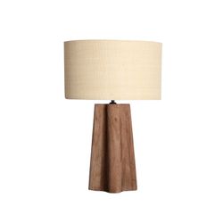 Lámpara de sobremesa de madera de mango y yute en marrón y beige, 40 x 40 x 67 cm | Keale