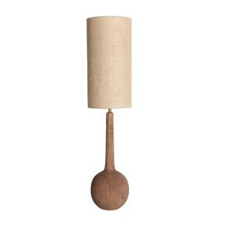 Lampe de table en bois de manguier et jute naturel et marron clair, 25 x 25 x 110 cm | Fille