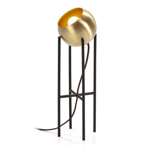 Lampe à poser en métal doré et noir, 15x15x46 cm