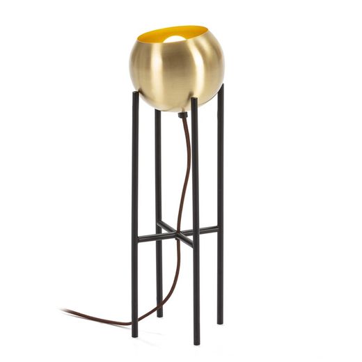 Lampe à poser en métal doré et noir, 15x15x46 cm