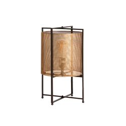 Lámpara de sobremesa de metal en dorado y negro, 25 x 25 x 41 cm | Haimie