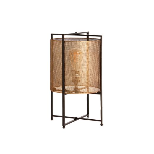 Lámpara de sobremesa de metal en dorado y negro, 25 x 25 x 41 cm | Haimie