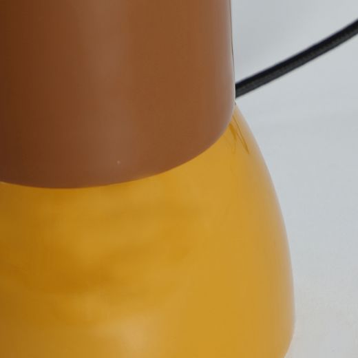 Lámpara de sobremesa de metal en marrón y mostaza, 15 x 15 x 46 cm | Manarola
