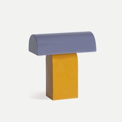 Lámpara de sobremesa de metal en morado y mostaza, 32 x 15 x 34 cm | Vezia