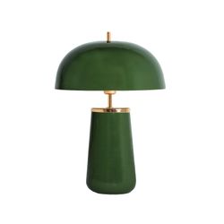Lámpara de sobremesa de metal en verde oscuro y dorado, 34 x 34 x 49 cm | Arosa