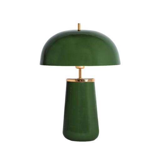 Lámpara de sobremesa de metal en verde oscuro y dorado, 34 x 34 x 49 cm | Arosa