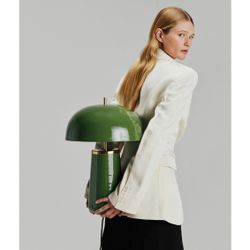 Lámpara de sobremesa de metal en verde oscuro y dorado, 34 x 34 x 49 cm | Arosa