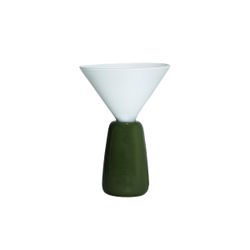 Lámpara de sobremesa de metal en verde y blanco, 27 x 27 x 40 cm | Montalcino